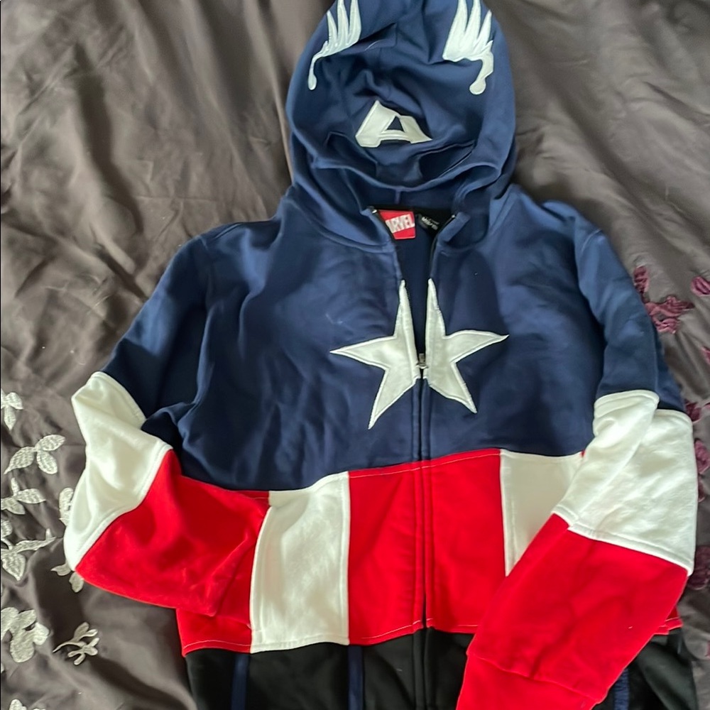 Marvel Captain America Kids Zip Up Hoodie - Red, White, and Blue